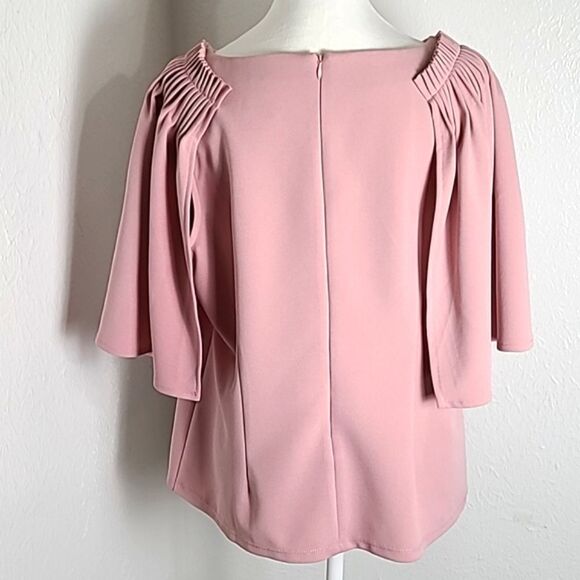 Midnight Velvet Pink Sleeveless Top with Cape Sleeves, Princess Seams, Size XL - Picture 8 of 10